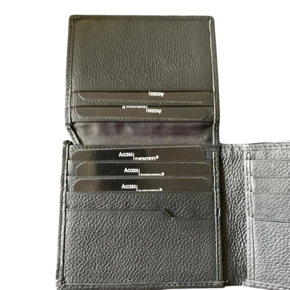 🆕 Access Denied Black Leather Wallet RF ID Lock Card Holder